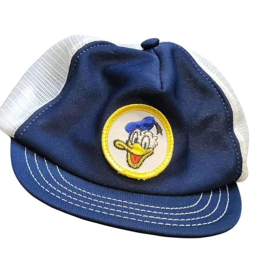 Vintage Disney Hat Child's Trucker Mesh Baseball Donald Duck Patch